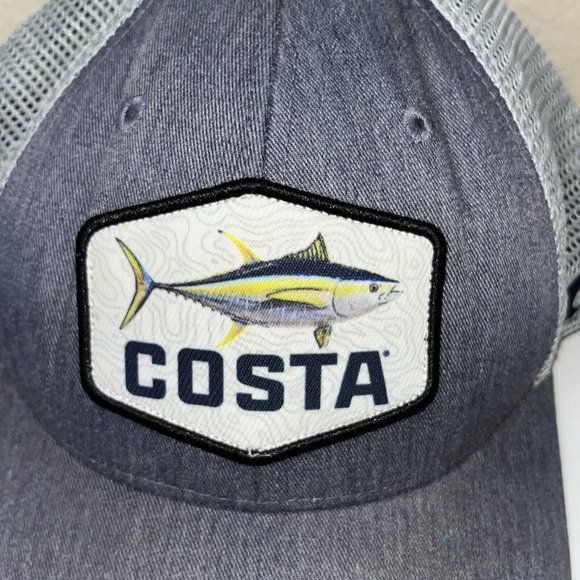 COSTA DEL MAR Mesh Trucker Snap Back Cap Hat Tuna Blue Fishing - Picture 2 of 6